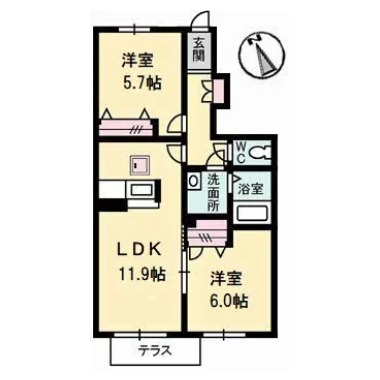 シャーメゾンAYA II番館 103の間取り図