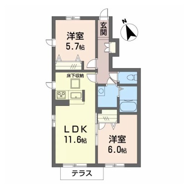 シャーメゾンAYA II番館 105の間取り図