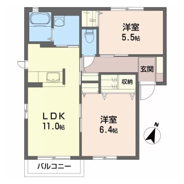 メゾンドソレイユ 1番館 201の間取り図