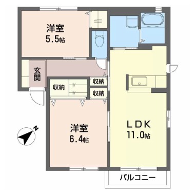 メゾンドソレイユ 1番館 202の間取り図
