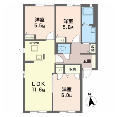 メゾンドソレイユ 2番館 103の間取り図