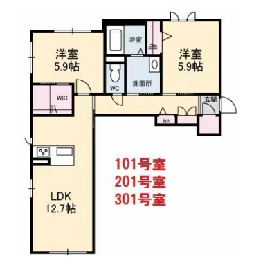 ベレオ鳴門 一号館 A201の間取り図