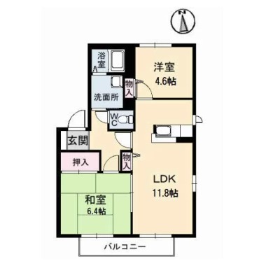 ドミール富永 B棟 205の間取り図
