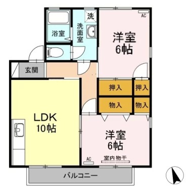 セジュール長尾 B棟 B201の間取り図