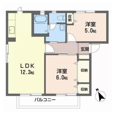バリュージュ萌芽 B棟 101の間取り図
