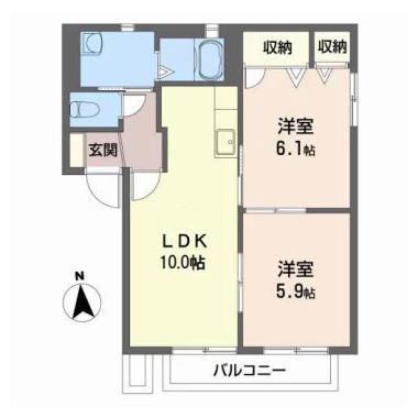 バリュージュ萌芽 C棟 102の間取り図