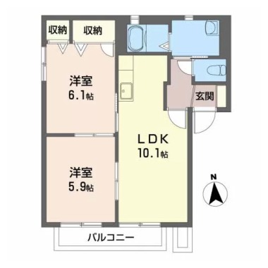 バリュージュ萌芽 C棟 201の間取り図
