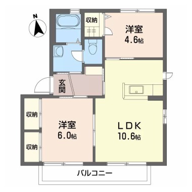 バリュージュ萌芽 D棟 102の間取り図