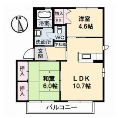 バリュージュ萌芽 D棟 202の間取り図