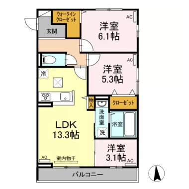ベル グランデ 101の間取り図