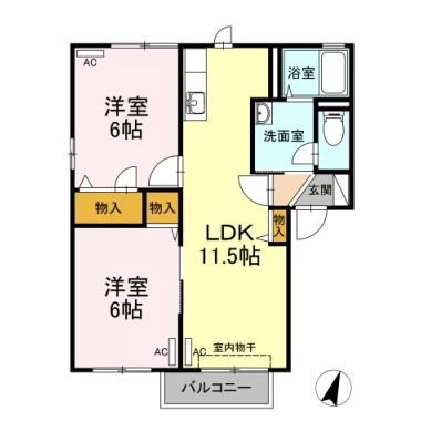 ブルーウイング B棟 205の間取り図