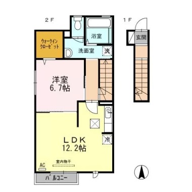 ホワイト バード A棟 A202の間取り図