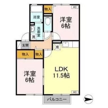 メゾンメール A棟 A203の間取り図