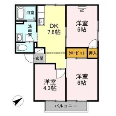 アゼリアパークハウス D棟 D201の間取り図