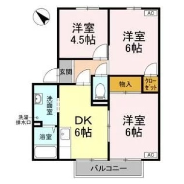 アゼリアパークハウス F棟 F205の間取り図
