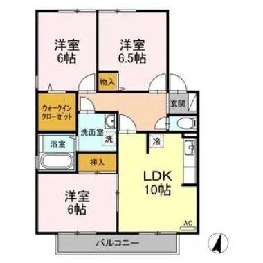 メゾン・リヴェール D棟 D102の間取り図