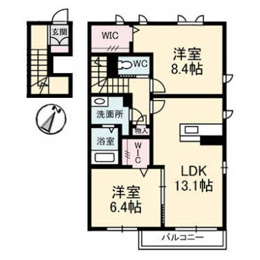 マリ・ソル若葉 B棟 202の間取り図