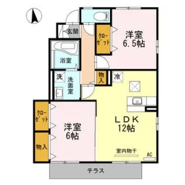 グランモア那賀川 A棟 101の間取り図