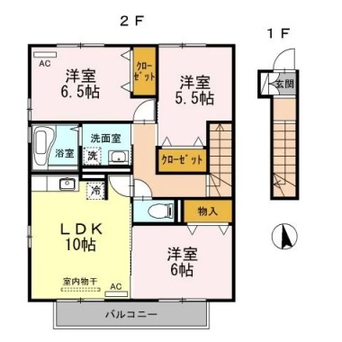 グランモア那賀川 A棟 203の間取り図