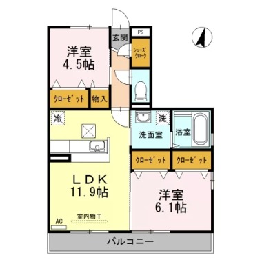 サンシャイン見白 B棟 101の間取り図