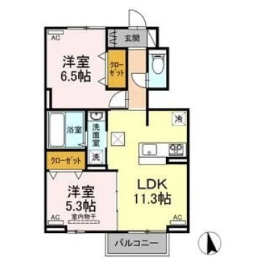 あん・ぼぬーる鴨島 102の間取り図