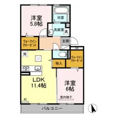 アヴニール優II 102の間取り図