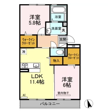 アヴニール優II 202の間取り図