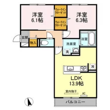 アヴニール優II 303の間取り図