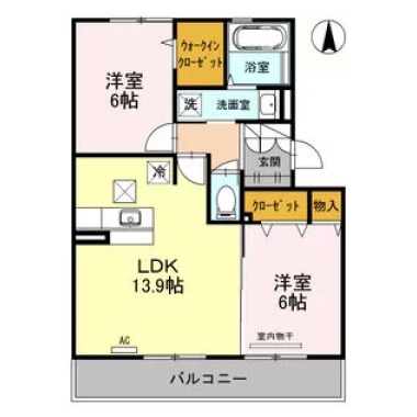 サンフラワー ガーデン B棟 B102の間取り図