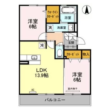 サンフラワー ガーデン B棟 B302の間取り図