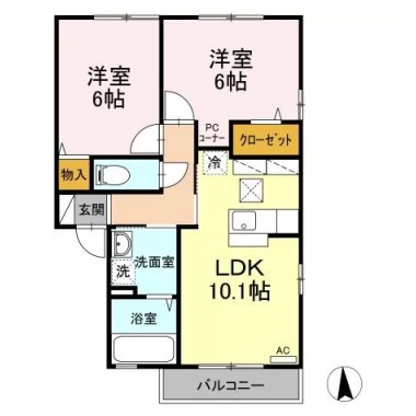 ルミエール鳴門 A棟 102の間取り図