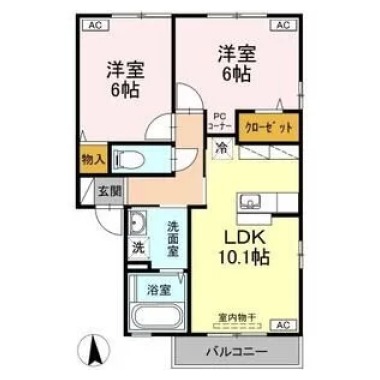 ルミエール鳴門 B棟 202の間取り図