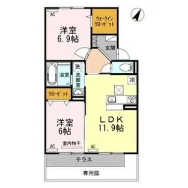 アムール21 E棟 E102の間取り図