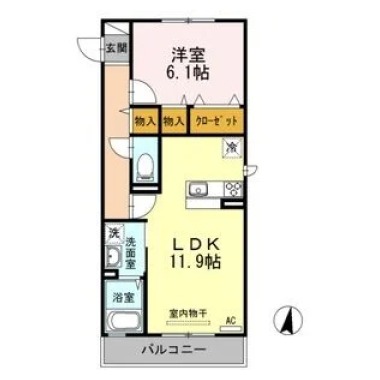 カーサ デル ジラソーレ 201の間取り図