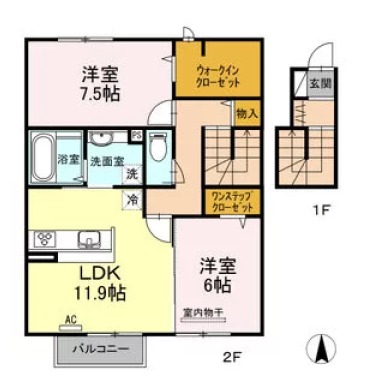 セジュール 藍 203の間取り図