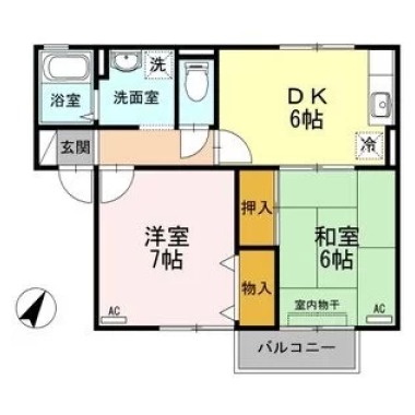 エスパシオ那賀川 B棟 102の間取り図