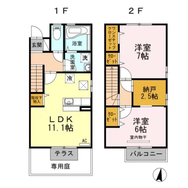 プリマ クレール C棟 101の間取り図