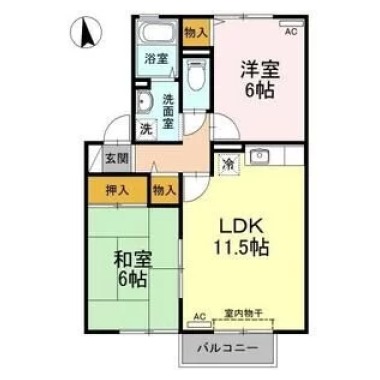 アビタシオン那賀川 B棟 201の間取り図