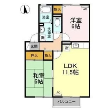 アビタシオン那賀川 B棟 203の間取り図