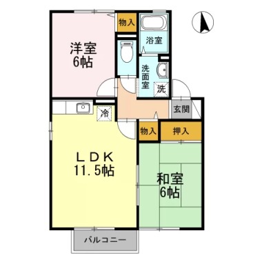 アビタシオン那賀川 B棟 205の間取り図