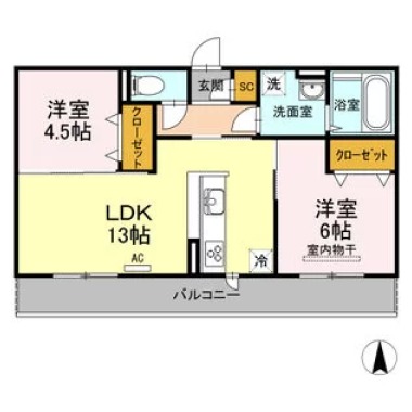 ヴェルドミールII 305の間取り図