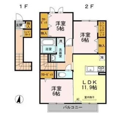 モンプリミエ ルラシオン II 205の間取り図