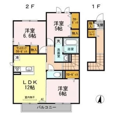 モンプリミエ ルラシオン II 206の間取り図