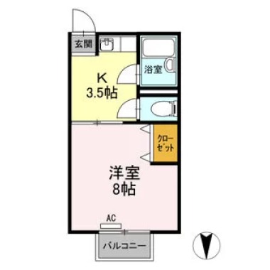 第二立岩ハイツ 205の間取り図