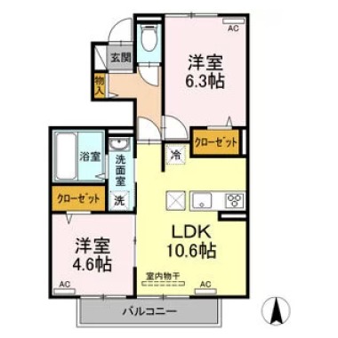 ルーチェ A棟 102の間取り図