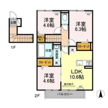 ルーチェ B棟 202の間取り図