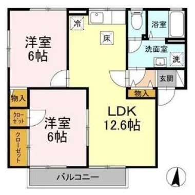 グランヴェール三河 B棟 101の間取り図