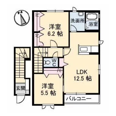 シャーメゾン丘 B棟 205の間取り図