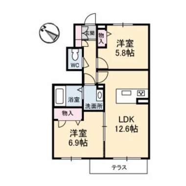 シャーメゾン阿南 二番館 102の間取り図