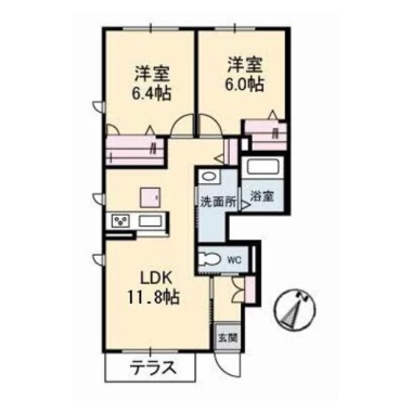 シャーメゾン阿南 三番館 105の間取り図